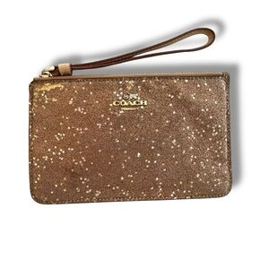 Coach Combination Gold Glitter Wristlet | Sparkly and Fun